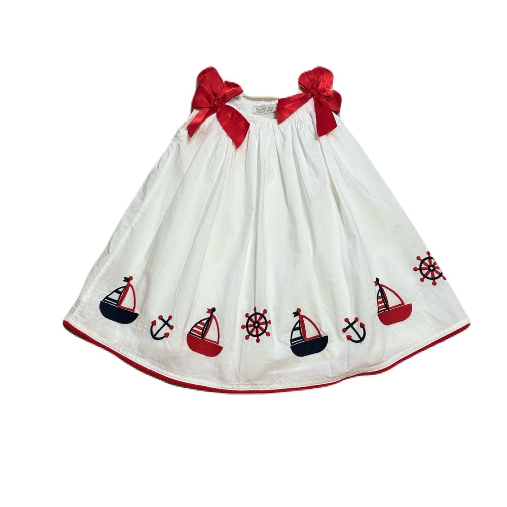 ❤️4 for $20❤️ Rachel Zoe Baby Girl Sailor Nautical Dress 100% Cotton Size 18 M